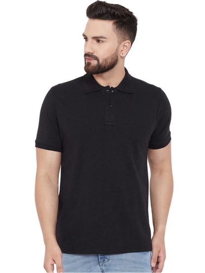 Cotton Matty Solid Half Sleeves Mens Polo Neck T-Shirt Pack Of 3